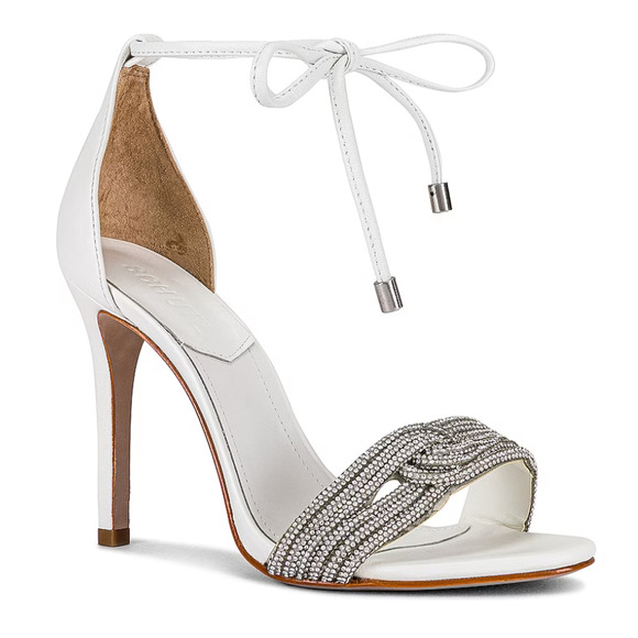 Schutz Rhinestone Ankle Wrap Sandal SIZE 8.5 Stiletto Andy Heel Leather $158 NEW - Picture 2 of 16